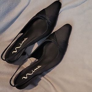 Classic Black Satin Party Shoes